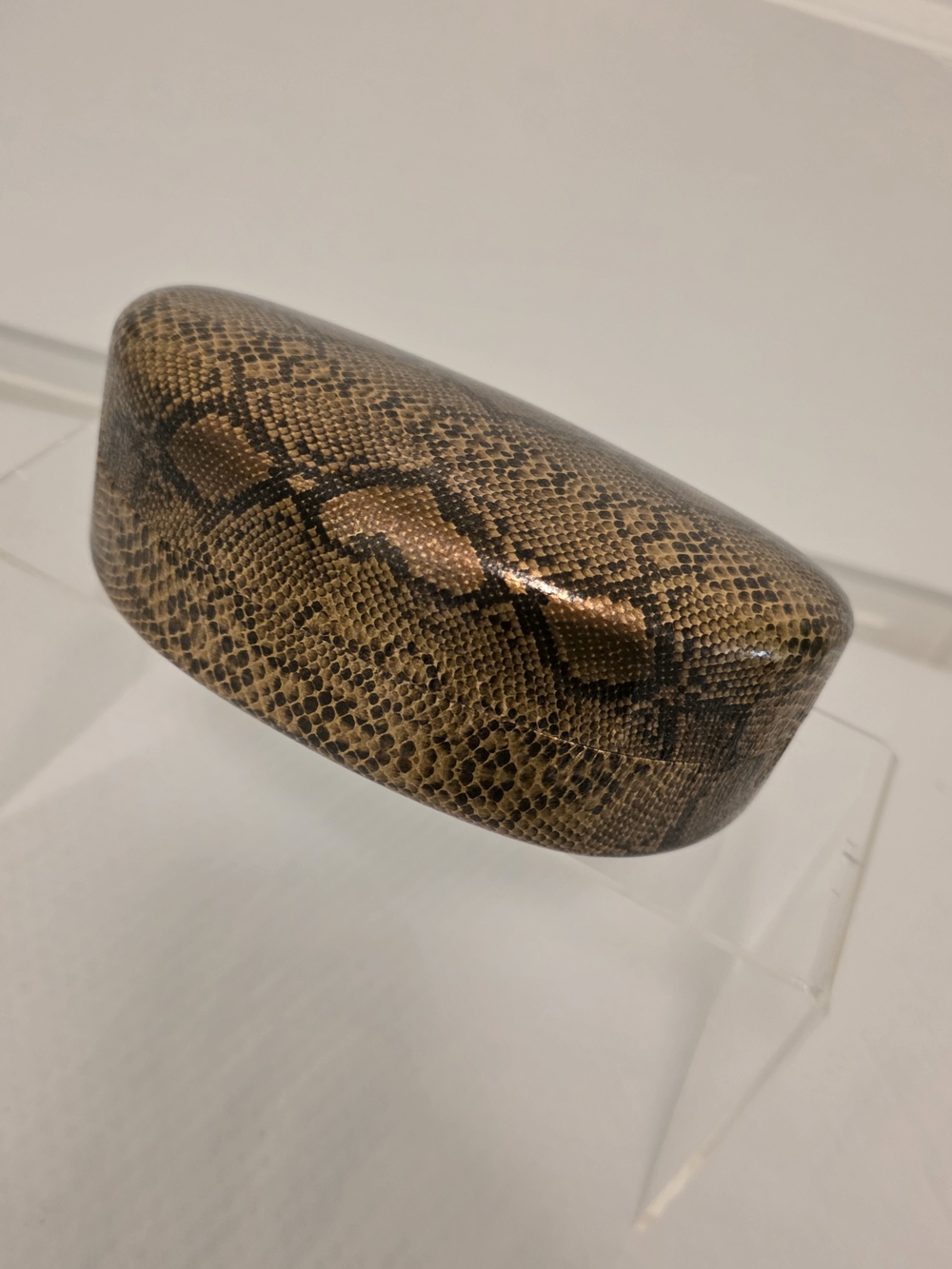 Snake-Pattern Hard Glasses Case in Brown